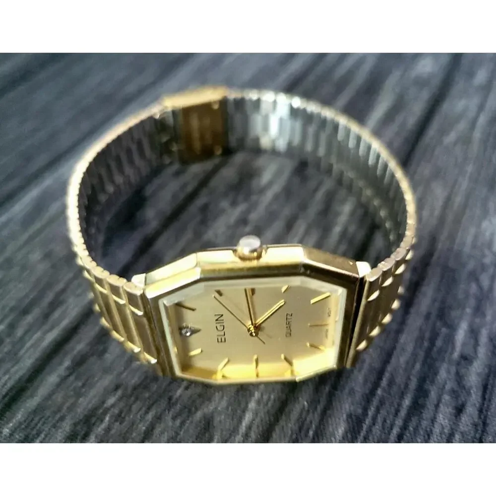 Very Rare Vintage Lord Elgin Mens Diamond Dial‎ Tank Watch
